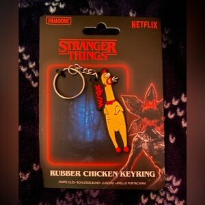 WSQK Netflix Stranger Things Rubber Chicken Keyring - Red and Yellow